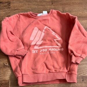 Zara Red Sweatshirt with Ribbed Crewneck